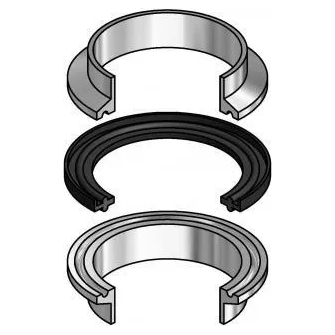 Montage joint avec levre type II type a entre ferules clamp